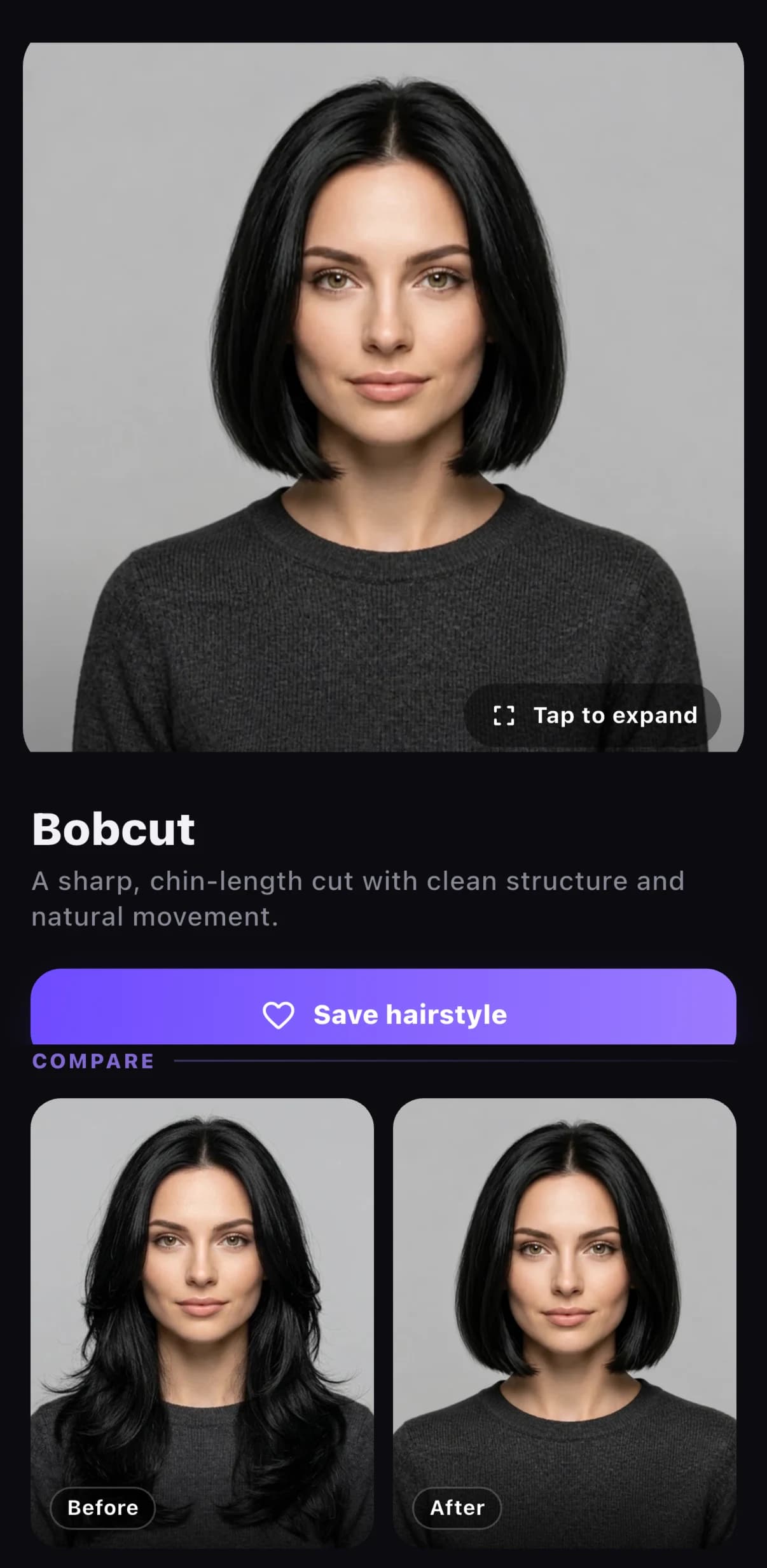 Hair Muse hairstyle options compared on the same portrait