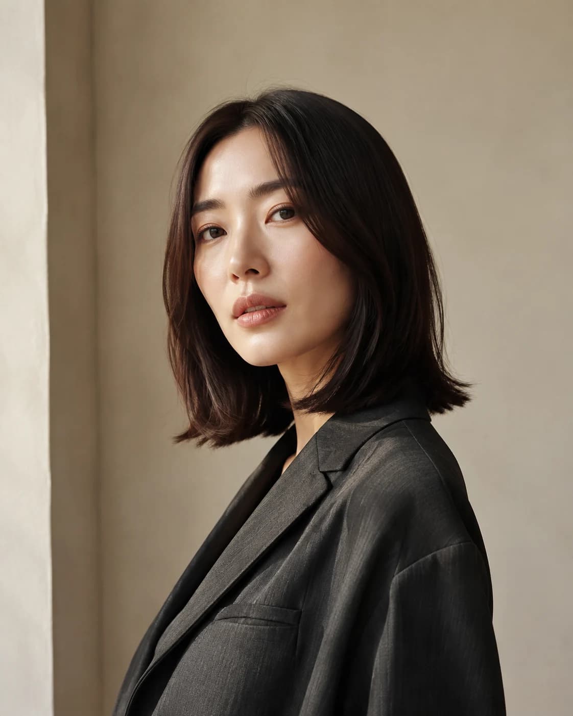 Polished long bob landing close to the collarbone